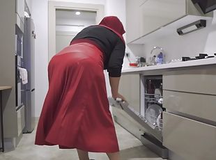 Stepson films me while I do the dishes