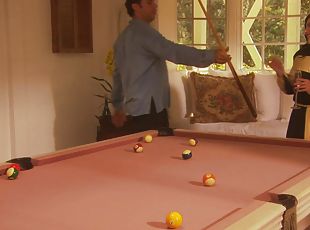 Passionate fucking on the pool table with natural Dominica Leoni