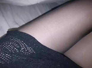 poilue, masturbation, collants, amateur, massage, ejaculation-interne, black, pieds, bas, culotte