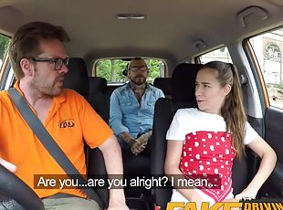 Fake Driving School Sexy horny learners secretly fuck in instructor...