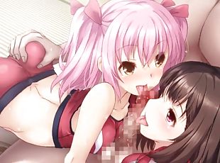 oral-seks, genç, üç-kişilik-grup, animasyon, pornografik-içerikli-anime