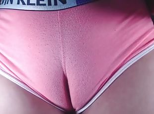 Sister shows her cameltoe close up