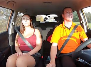 Big tits driver pussy fucked by her driving instructor