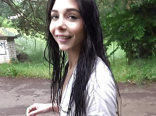 Petite Nymphette Sylva Fucks In The Woods For Money