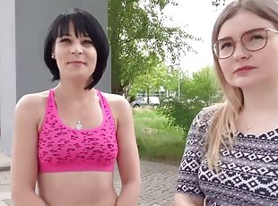 GermanScout - Two Skinny Girls First Time Ffm threesome sex At - Ha...