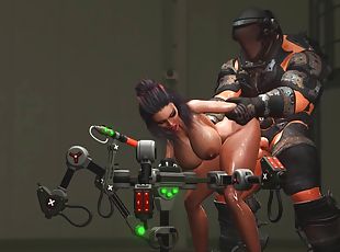 Cyberpunk dreams. Super hot hand cuffed slutty girl gets fucked rough by sci-fi soldier