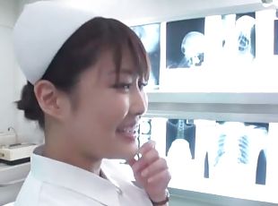 enfermera, babes, japonés, primera-persona, uniforme, polla, chupando