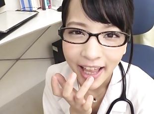 lunettes, infirmière, fellation, ejaculation-sur-le-corps, médecin, japonais, couple, hirondelle, sur-le-visage, ejaculation