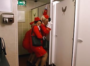 baden, blasen, glied, stewardess