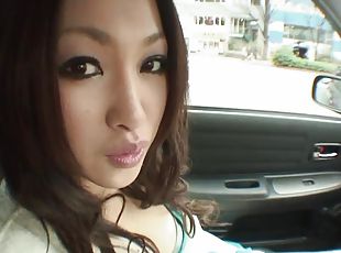 Kinky youn Asian fingers in the passenger seat before POV head in t...