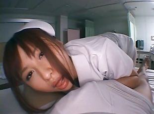 asiatisk, sygeplejerske, japans, par, synsvinkel, trusser, uniform
