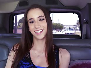 Awesome chick Belle Knox strips and shows her body in the car