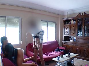 Hidden cam doggy style fuck of a Spain girl taking it in the living...