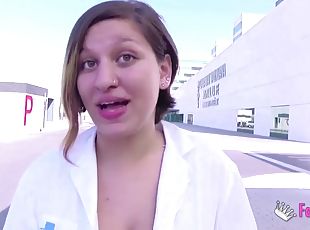 Maria BB is a chubby nurse who wants to try her luck in porn