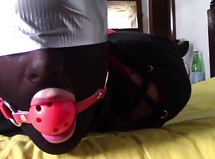 Slave girl with a ball-gag gets tied up and tortured by her hubby