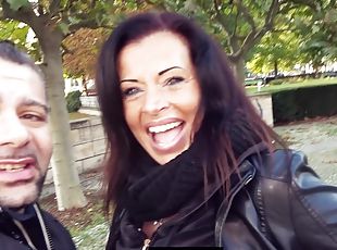 Public flashing date with big tits milf