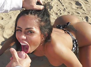 Handsome girlfriend Canela Skin gets fucked hard by the sea