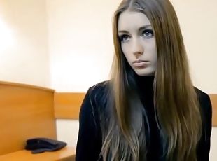 russisk, student, amatør, intervju, alene