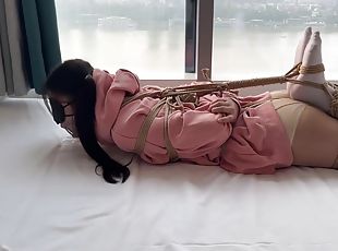 asiatique, bdsm, bas, point-de-vue, incroyable, fétiche, bâillonnement, chinoise, bondage, brunette