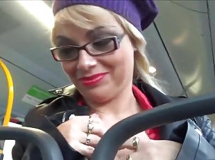 lunettes, public, amateur, babes, milf, allemand, bus, réalité