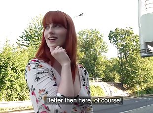 Redhead slut Alex Harper takes money for a sex with a stranger