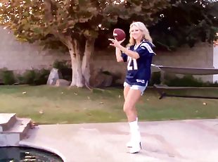 Salacious football babes moans as she's drilled from behind while l...