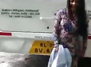 Sexy Pakistani girl change dress on road