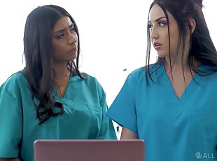 enfermeira, lésbicas, estrela-porno, uniforme
