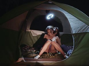 Camping outdoors lesbian sex with girls Alexis Fawx and Cecilia Lion