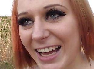 Redhead Rides Penis On The Meadow 98 - blowing off