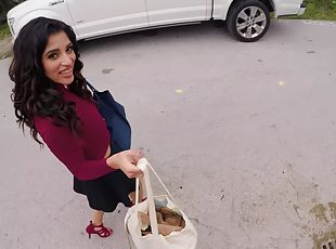 Gabriela Lopez spreads her legs for a cock in the car while she scr...