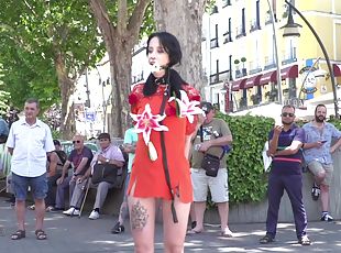 public, bdsm, esclave, fétiche, humiliation, brunette