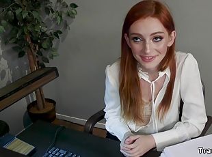 Blond Hair Babe Ts boss fucks redhead employee