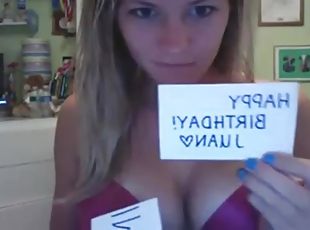 jouet, horny, blonde, webcam, douce, solo, castor, soutien-gorge