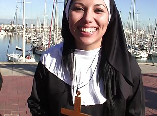 Horny Latina nun pussy fucked and creampied hardcore