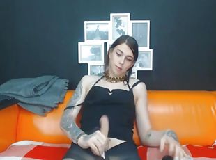 Sexy and gorgeous hot shemale does a kinky time on cam