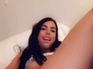 Stacked brunette solo toys and masturbation