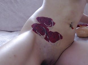 masturbaatio, pillu-pussy, verkkokamera, nätti, soolo, ajettu, pikkuinen-tiny, tatuointi