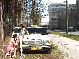 cute young teen gets rough public anal fucked by a real taxi driver