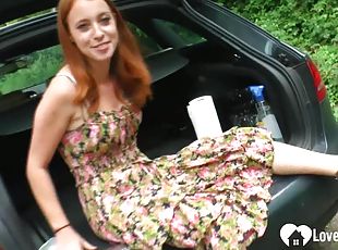 Since her car broke down, this hot girl decided to pleasure herself...