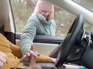 DICK FLASH MACHINE. I jerk off my dick in the car and a passing bea...