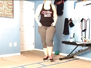 Chubby girl working out to lose weight