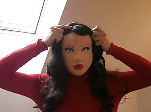 amatør, milf, latex, påklædt-sex, brunette