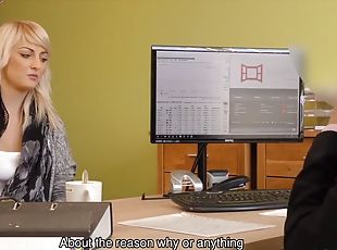 Loan4k. passionatre fucking on the table in office of loan