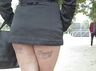 par, massiv, tattoo, miniskjørt