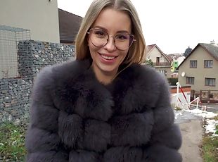 doggy, brille, im-freien, dilettant, blasen, gesichtspunkt, gesichts, europäische, blondine, ficken