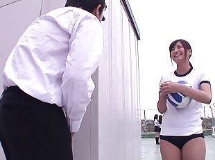 Japanese cutie gives some nice ball licking and gets dicked