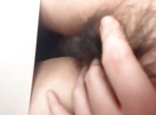 asiatisk, hårig, masturbation, amatör, japansk, fingerknull, underkläder