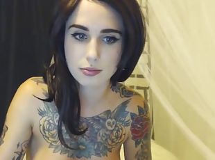 masturbación, cámara, voyeur, webcam, tatuaje
