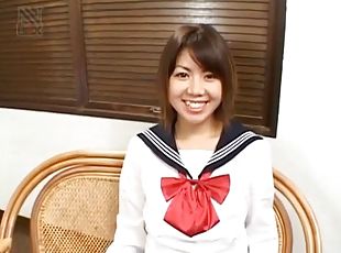 asiatisk, avsugning, tonåring, japansk, college, uniform, sugande